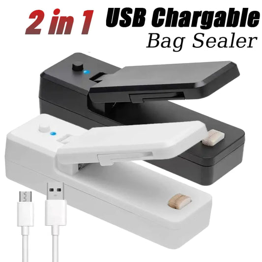 2 I 1 USB Laddbar Mini Bag Sealer